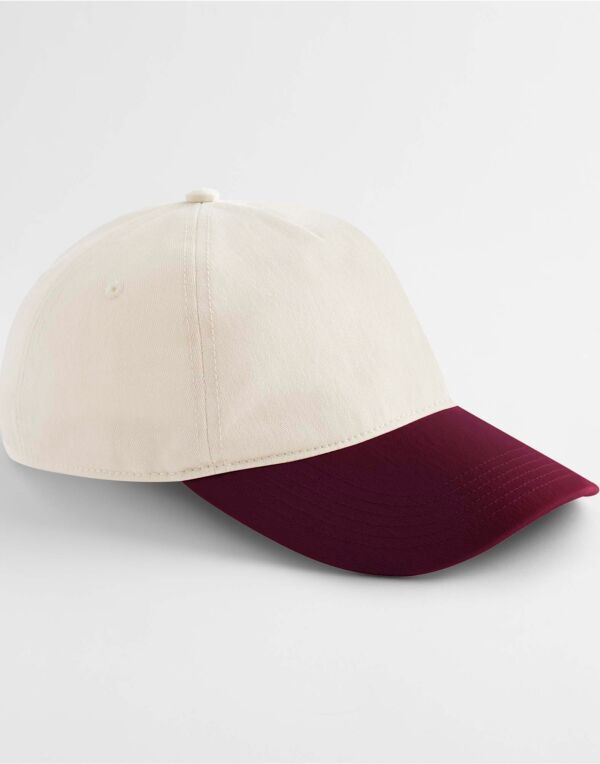 B67 Beechfield Contrast Peak Leisure Cap Natural/Burgundy