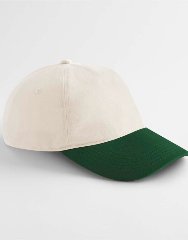 B67 Beechfield Contrast Peak Leisure Cap Natural/Forest Green