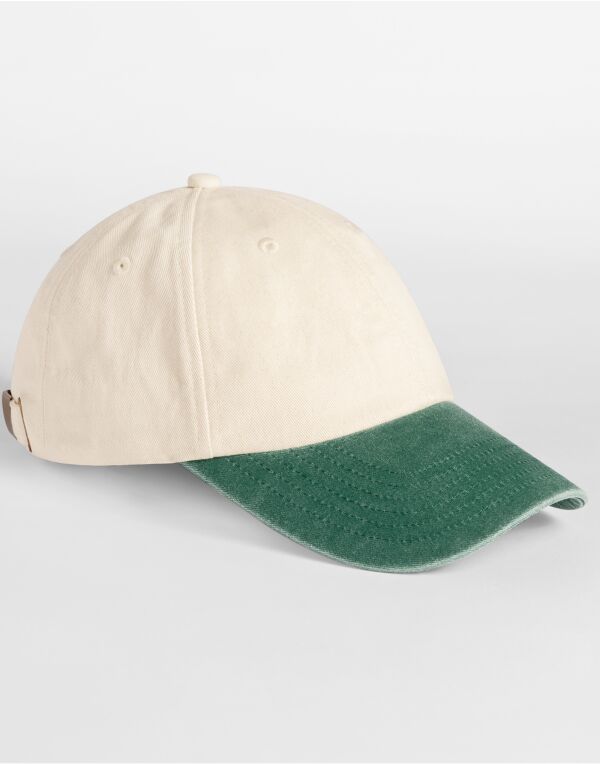 B673 Beechfield Contrast Peak Low Profile Vintage Cap Natural/vintage Bottle Green B673 Beechfield Contrast Peak Low Profile Vintage Cap Natural/vintage Bottle Green