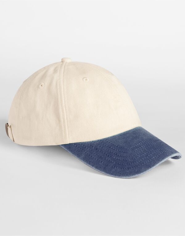 B673 Beechfield Contrast Peak Low Profile Vintage Cap Natural/Vintage Denim