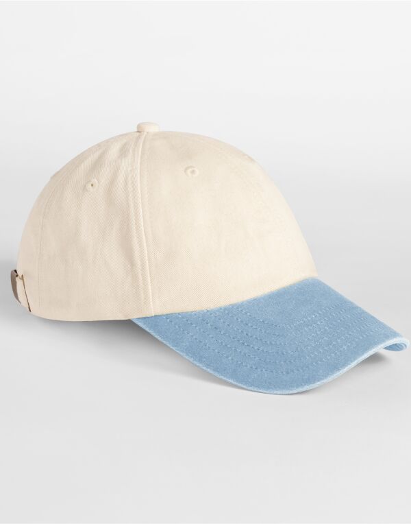 B673 Beechfield Contrast Peak Low Profile Vintage Cap Natural/Vintage Light Blue B673 Beechfield Contrast Peak Low Profile Vintage Cap Natural/Vintage Light Blue