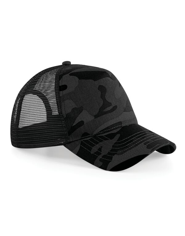 B694 Beechfield Camo Snapback Trucker Midnight Camo