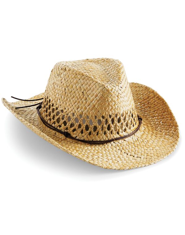 B735 Beechfield Straw Cowboy Hat Natural