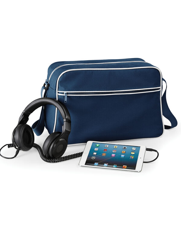 BG14 Bagbase Retro Shoulder Bag French Navy/White