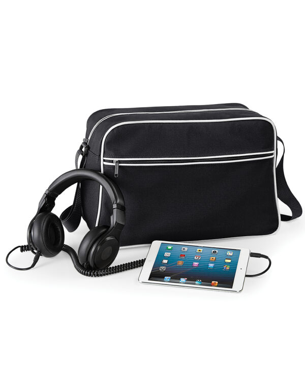 BG14 Bagbase Retro Shoulder Bag Black/White BG14 Bagbase Retro Shoulder Bag Black/White