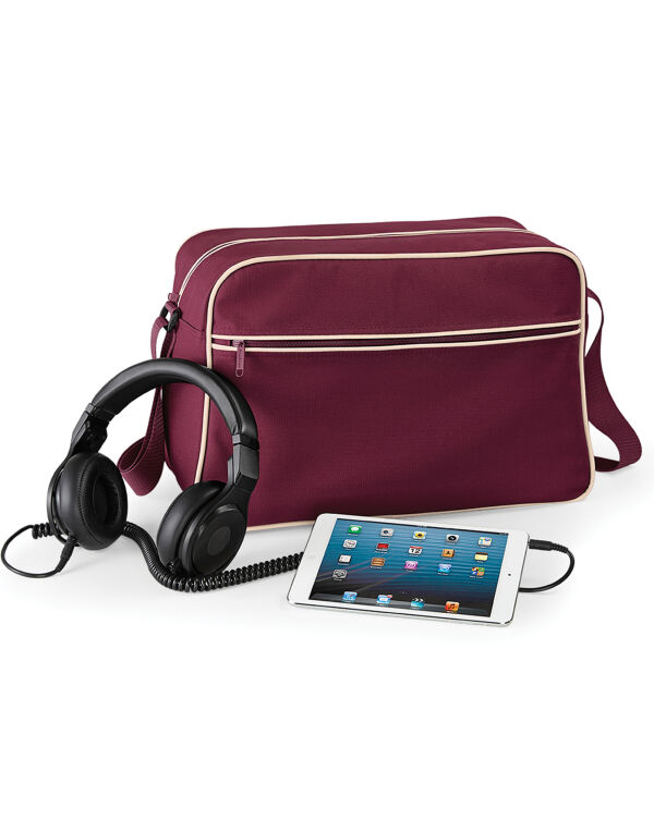 BG14 Bagbase Retro Shoulder Bag Burgundy/Sand