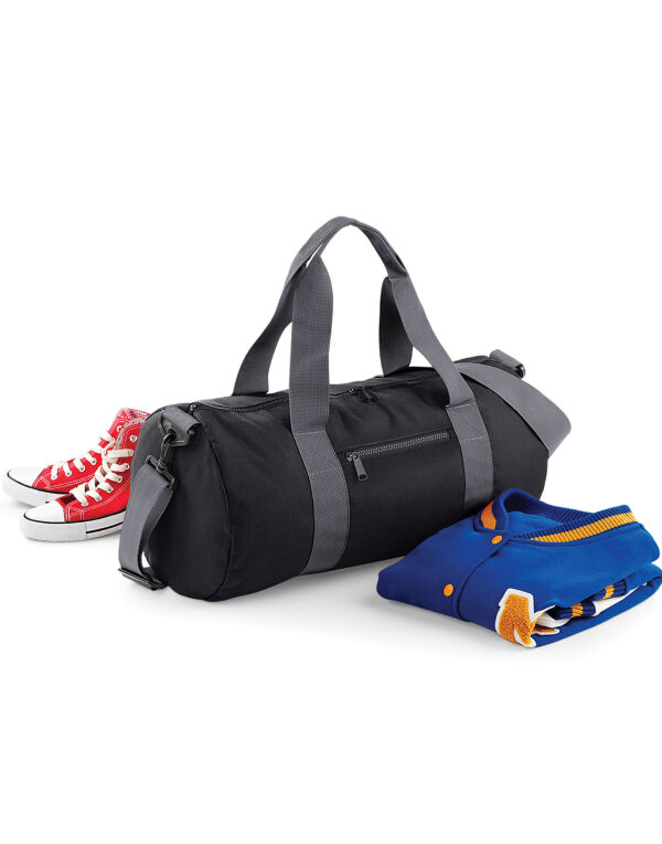 BG140 Bagbase Original Barrel Bag Black/Grey BG140 Bagbase Original Barrel Bag Black/Grey