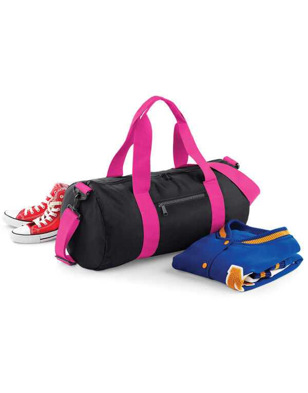 BG140 Bagbase Original Barrel Bag Black/Fuchia BG140 Bagbase Original Barrel Bag Black/Fuchia