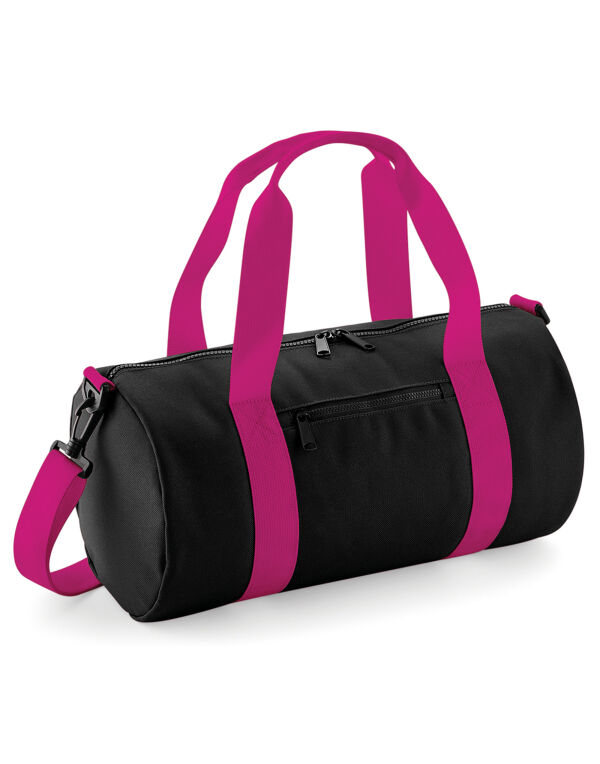 BG140S Bagbase Mini Barrel Bag Black/Fuchia