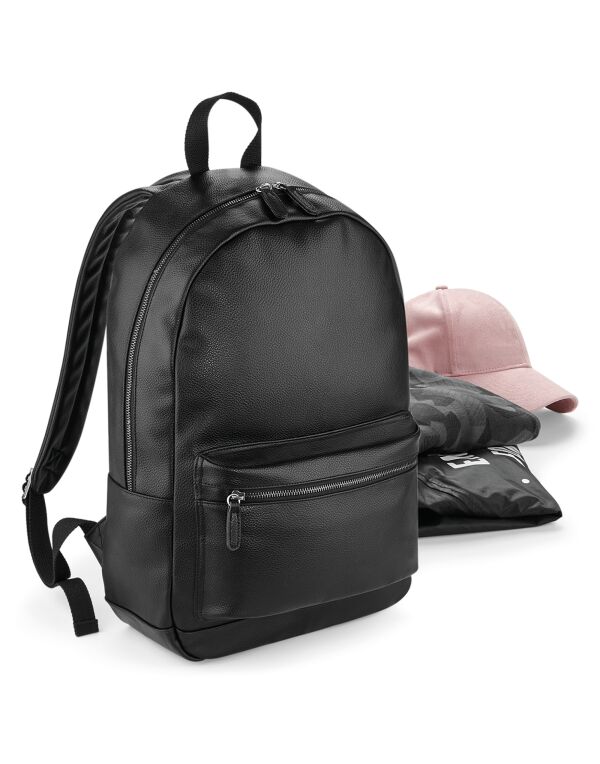 BG255 Bagbase Faux Leather Fashion Backpack Black