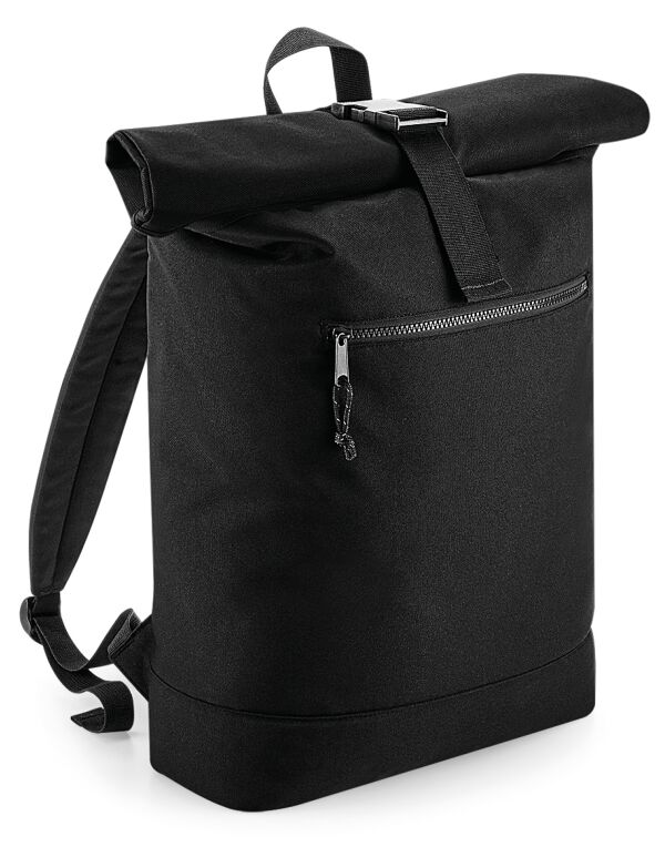 BG286 Black Recycled Roll-Top Backpack