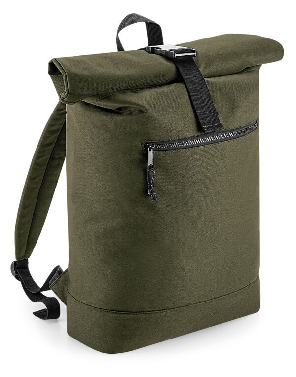 BG286 Military Green Recycled Roll-Top Backpack BG286 Military Green Recycled Roll-Top Backpack