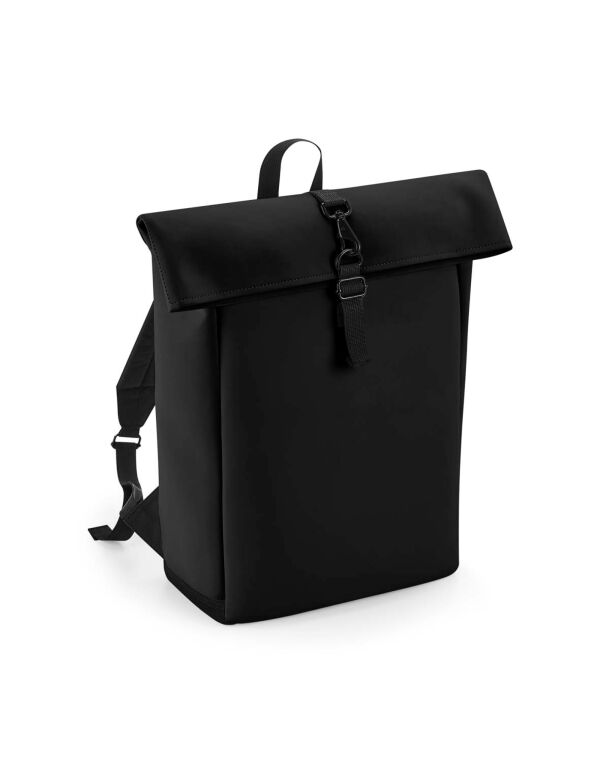 BG335 Black Matte PU Roll-Top Backpack