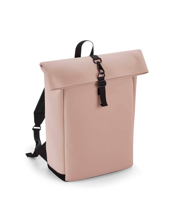 BG335 Nude Pink Matte PU Roll-Top Backpack