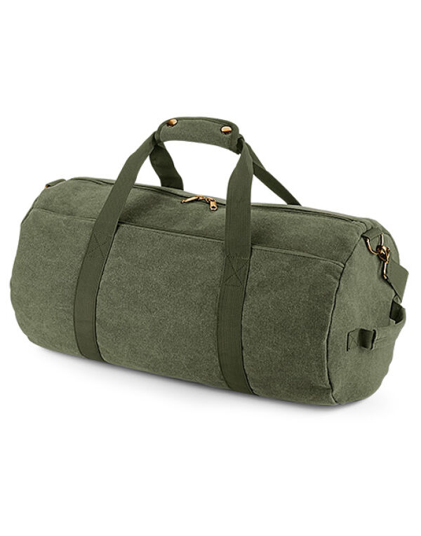 BG655 Bagbase Vintage Canvas Barrel Bag Vintage Military Green