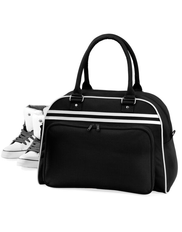BG75 Bagbase Retro Bowling Bag Black/White