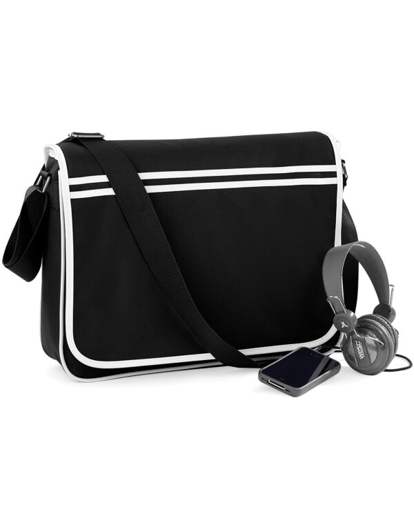 BG71 Bagbase Retro Messenger Black/White