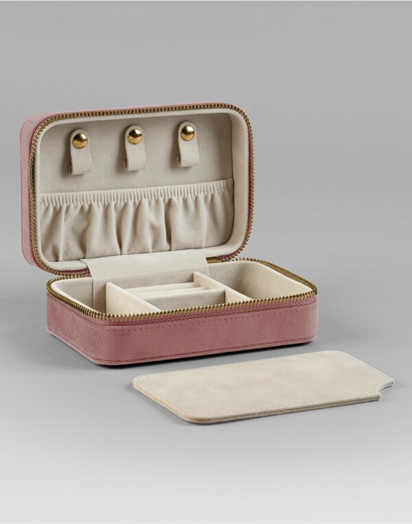BG710 Rose Quartz Velvet Travel Jewellery Box