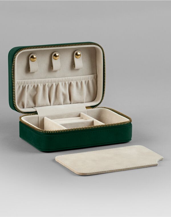 BG710 Dark Emerald Velvet Travel Jewellery Box