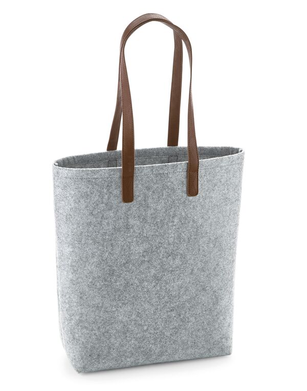 BG738 Grey Melange/ Tan Premium Felt Tote