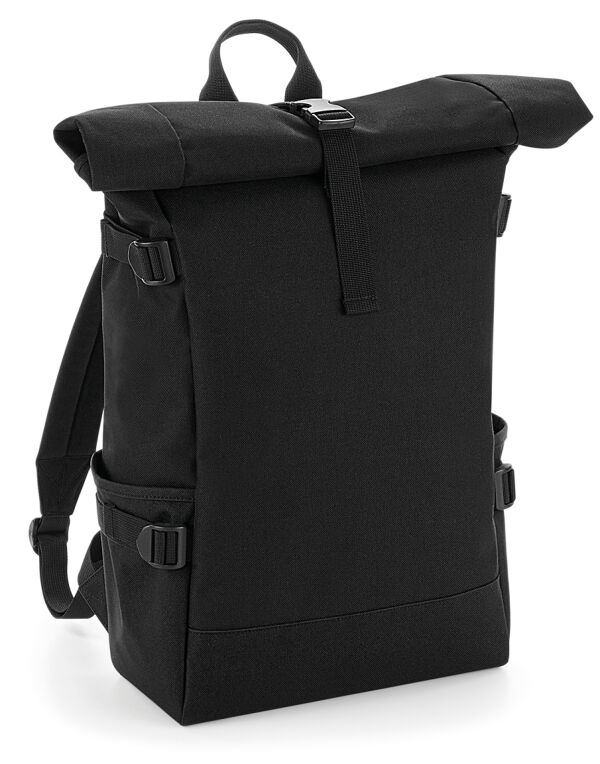 BG858 Bagbase Block Roll-Top Backpack Black/Black