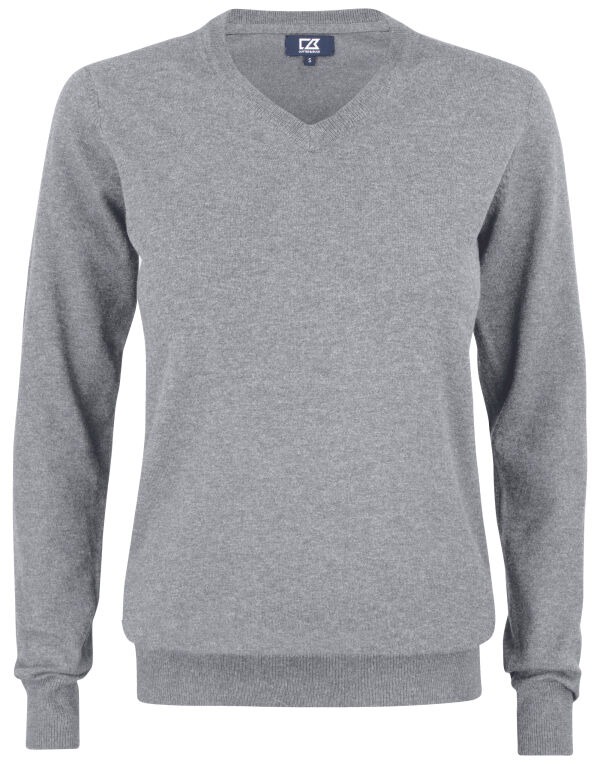 CB355419 Cutter & Buck Oakville V-neck Women Grey Melange
