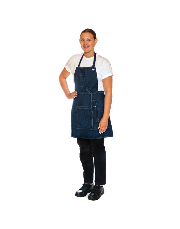 DE116 Dennys Le Chef Prep Apron Washed Indigo