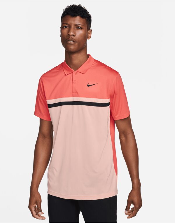 DH0845 Magic Ember/Arctic Orange/Black Nike Victory Colourblock Polo
