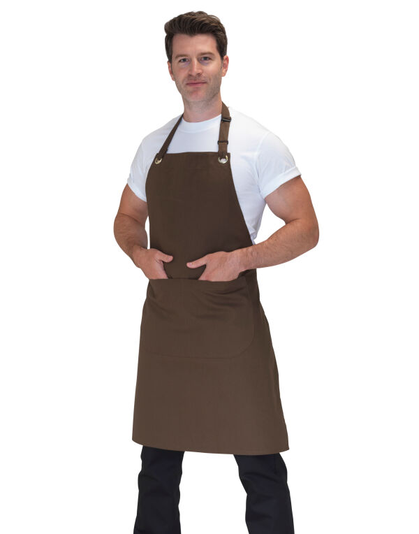 DP114 Khaki Canvas Bib Apron With Pocket