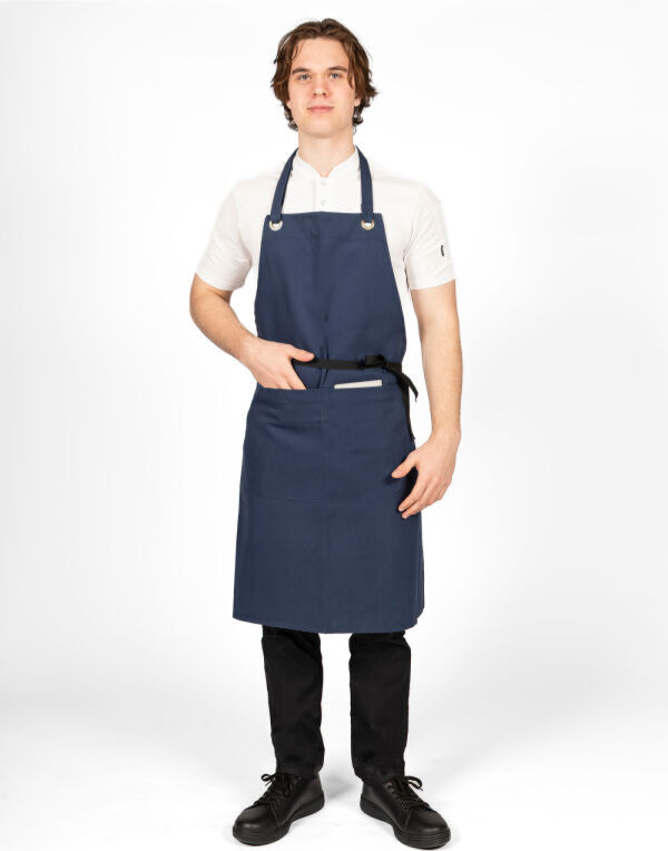 DP114 Navy Canvas Bib Apron With Pocket