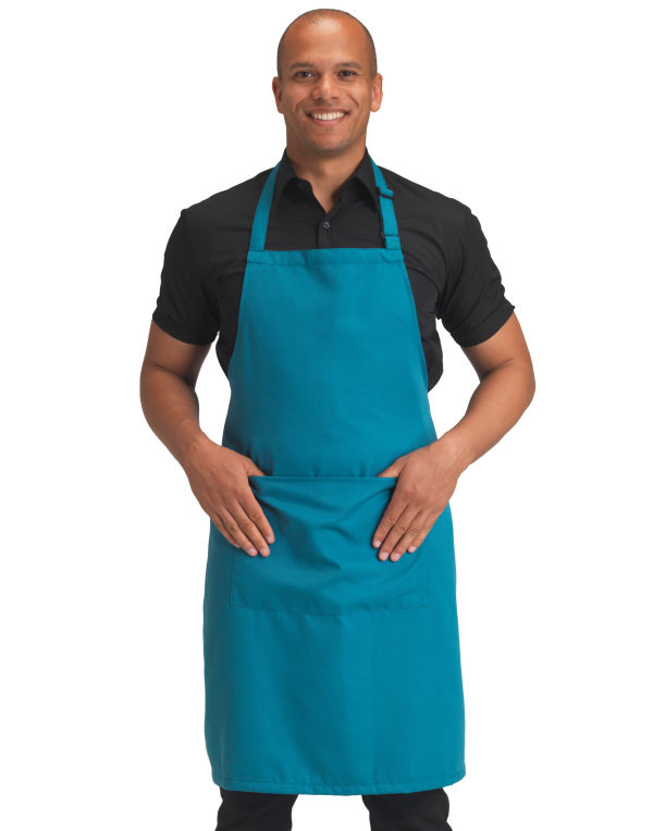 DP210 Dennys Recycled Bib Apron With Pocket Mid Blue DP210 Dennys Recycled Bib Apron With Pocket Mid Blue