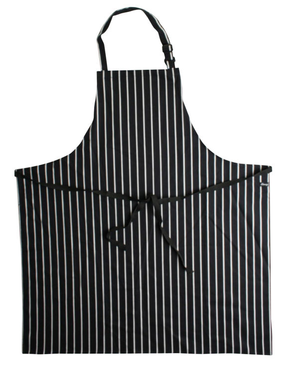 DP85 Dennys Large Cotton Striped Apron Black/White