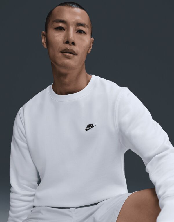 FN3886 White/Black Club Fleece Crew