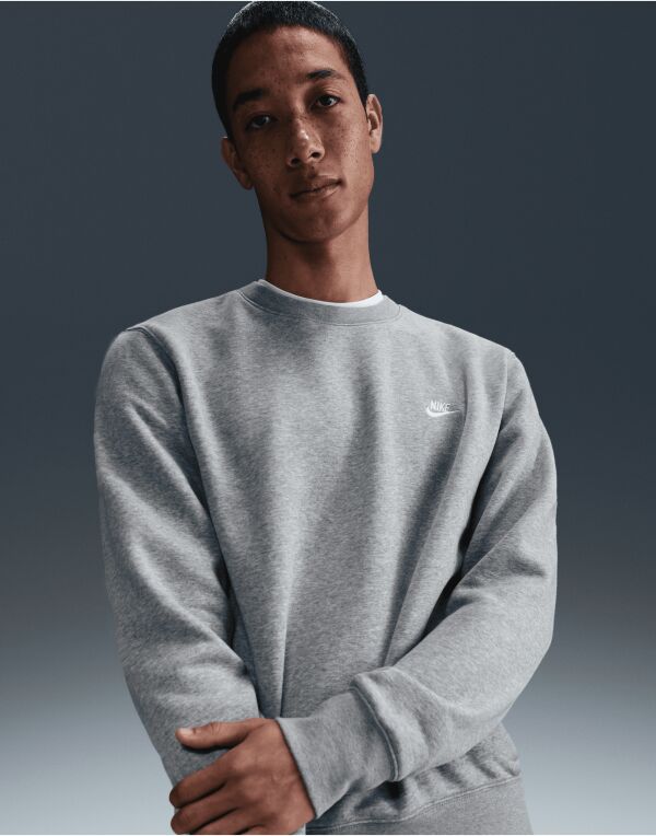 FN3886 Dark Grey Heather/White Club Fleece Crew