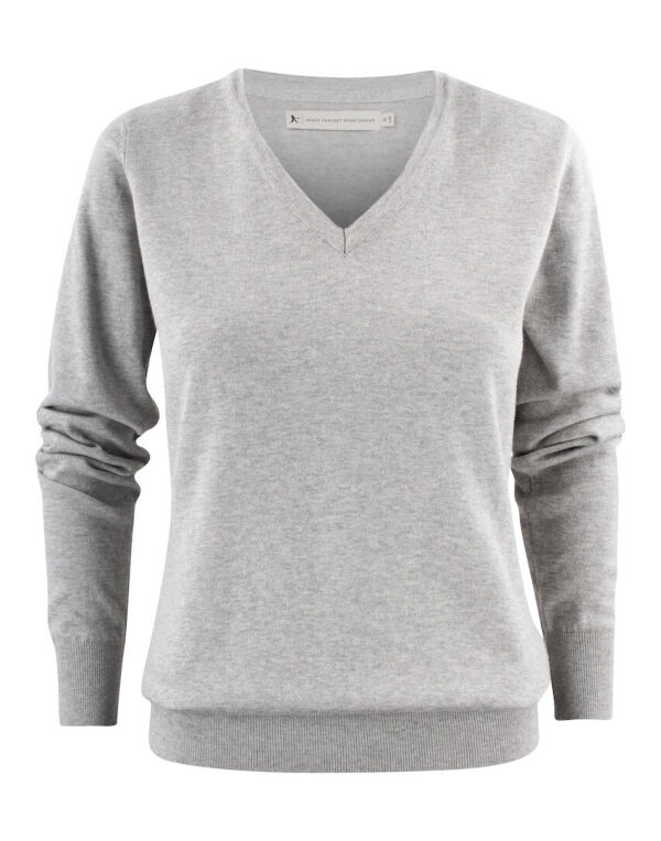 HAR2122505 Grey Melange Ashland V-Neck Ladies Knit
