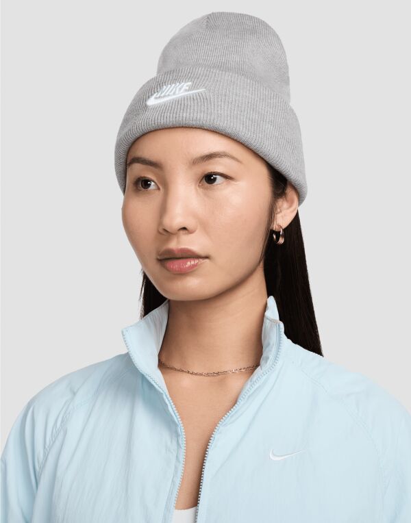 HF0186 Nike Golf Futura Peak Beanie Dark Grey Heather/White