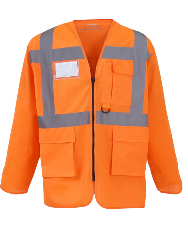 HVJ800 Hi Vis Orange Hi-Vis Executive Long Sleeve Waistcoat