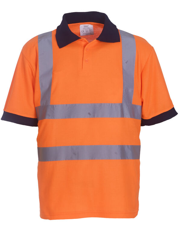 HVJ210-3M Yoko Hi-Vis Short Sleeve Polo Shirt Hi Vis Orange