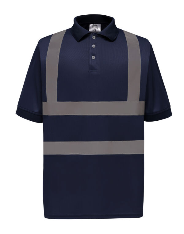 HVJ210-3M Navy Hi-Vis Short Sleeve Polo Shirt