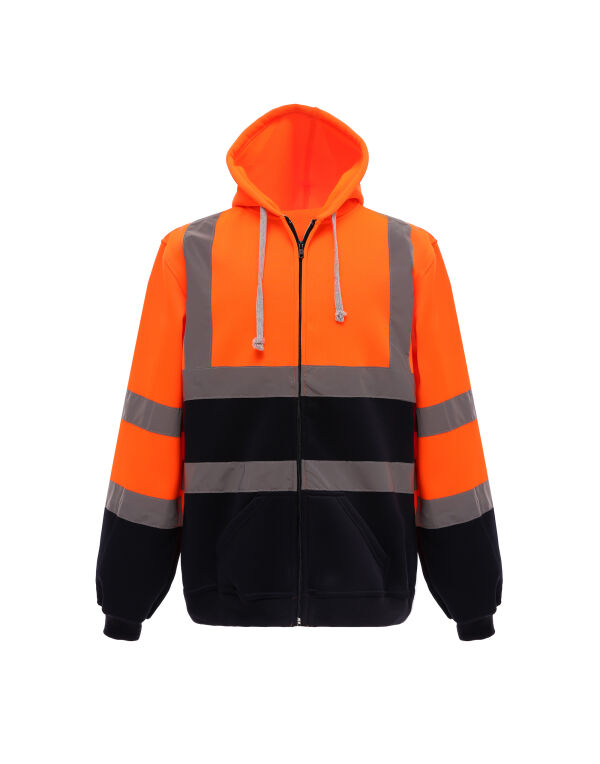 HVK07 Yoko Hi-Vis Zipped Hoodie Hi Vis Orange/Navy