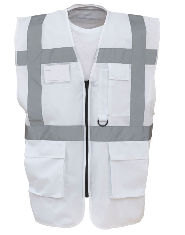 HVW801 White Hi-Vis Executive Waistcoat