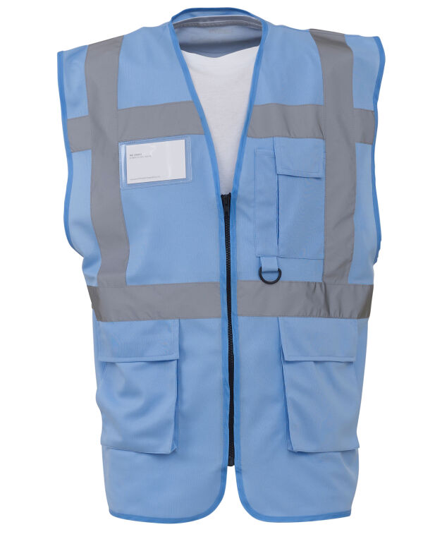 HVW801 Sky Blue Hi-Vis Executive Waistcoat