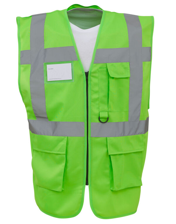 HVW801 Lime Hi-Vis Executive Waistcoat