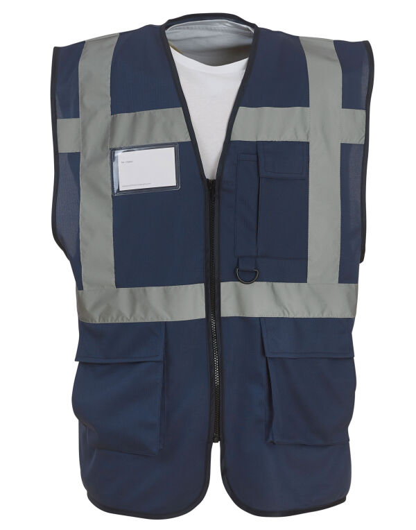 HVW801 Navy Hi-Vis Executive Waistcoat
