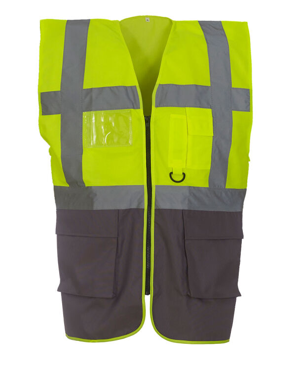 HVW801 Yoko Hi-Vis Executive Waistcoat Hi Vis Yellow/Grey