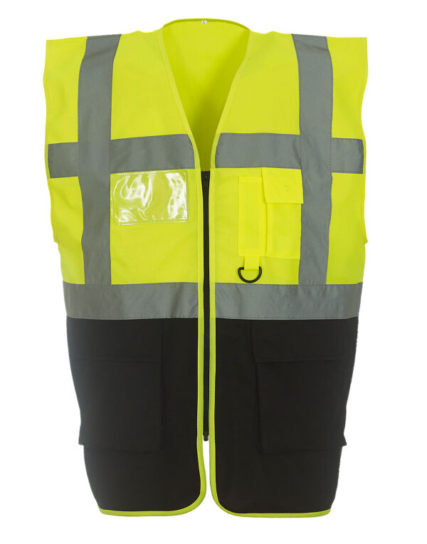 HVW801 Yoko Hi-Vis Executive Waistcoat Hi Vis Yellow/Black