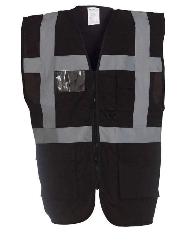 HVW801 Black Hi-Vis Executive Waistcoat