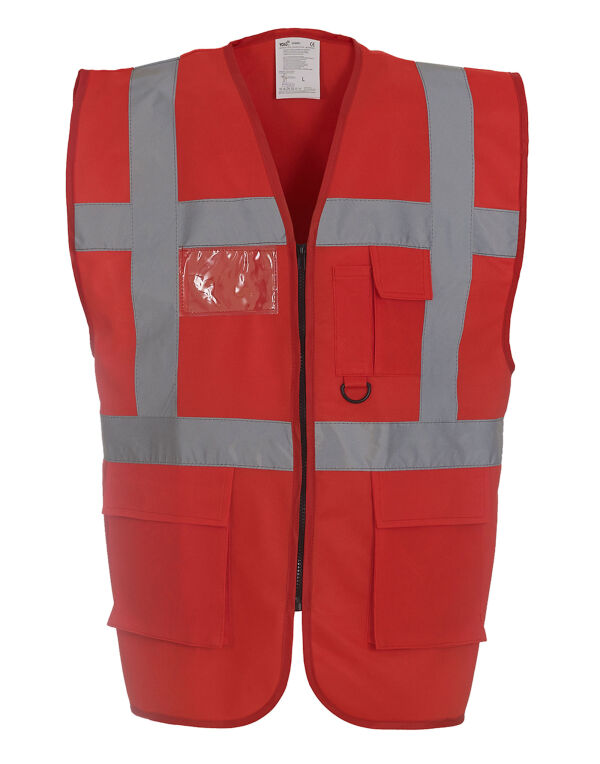 HVW801 Red Hi-Vis Executive Waistcoat
