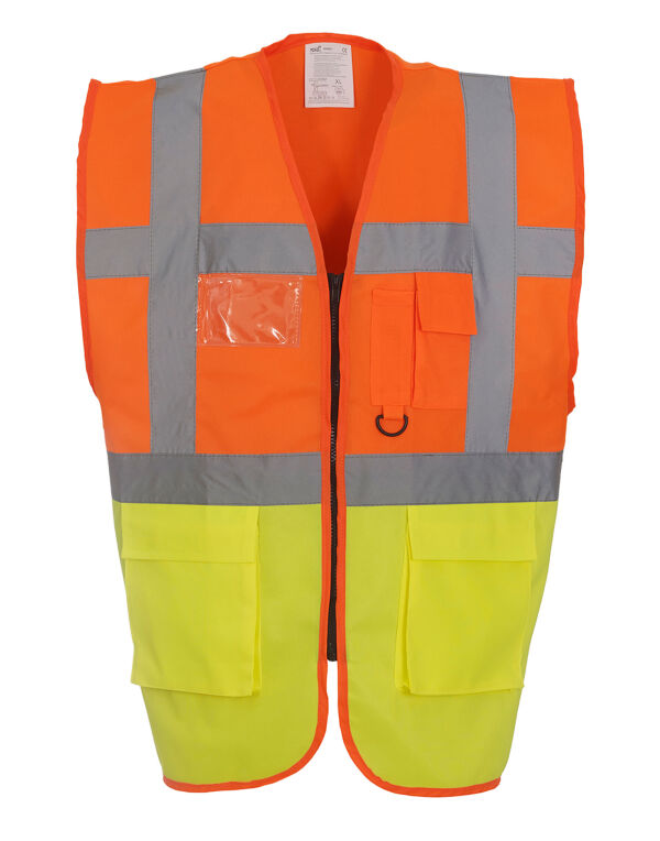 HVW801 Hi Vis Orange/Hi Vis Yellow Hi-Vis Executive Waistcoat