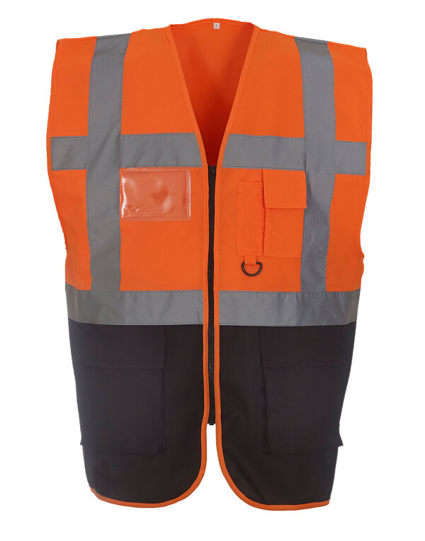 HVW801 Orange/Black Hi-Vis Executive Waistcoat